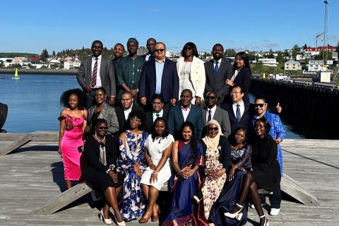GRÓ FTP fellows 2024-25. First row from left: Ben Kiddue (Kenya), Augusto Magalhaes (Angola), Henry Allieu (Sierra Leone), Ivan Kaleo (Ghana), Hanbing Zhang (China), Korto Neufville (Liberia), Kelvin Mkvinda (Malawi), Kristina Setiani (Indonesia). Second row from left: Edna Arthus (Ghana), Funny Mkwiyo (Malawi), Wilson Kiyo (Solomon Islands), Kasun Dalpathadu (Sri Lanka), Mustapher Kalyango (Uganda), Frank Kabitina (Tanzania), Zhongxin Wu (China), Lemella Kunei (Papua New Guinea). Third row from left: Alice Gamisi (Kenya), Patricia Mulen (Cuba), Happiness Venant (Tanzania), Sudeepa Ranasinghe (Sri Lanka), Jamila Kalambo (Tanzania), Janet Mwangata (Kenya), Nelly Kerebi (Kenya).