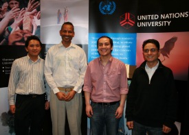 UNU-GTP MSc Fellows graduating in 2011. From left: Andi Joko Nugroho (Indonesia), Andemariam Teklesenbet (Eritrea), Endy Kevin Padilla Rivas (El Salvador), Alejandro Rodríguez Badilla (Costa Rica)