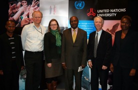 From left: Isa Lugaizi (Uganda), Ludvik S. Georgsson (Deputy Director of the UNU-GTP), his Excellency Joseph Tomusange (Ambassador of Uganda), Ingvar B. Fridleifsson (Director of the UNU-GTP), and Ms. Susan Okodi (Third Secretary/Head of Chancery)