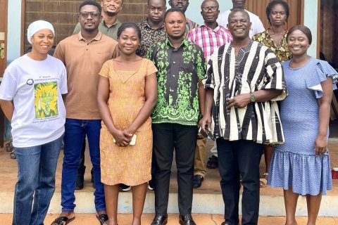 Far left: Rukaya Issah, GRÓ GEST alumna of 2024. GRÓ is well represented here, as standing far right is GRÓ FTP alumna of 2011 Yaa Tiwaah Amoah, a Deputy Director and Gender Focal Point for the Fisheries Commission. Others pictured are Senior Fisheries Manager Samuel Owusu Donkor, Principal Technical Officer Jonas Amanor, Artisan Grade II Ayim Ambrose, and Assistant Fisheries Managers Adu Patrick at Suaman, Calvin Selassie Seaneye, Grace Nikoi Olai, Abigail Acquah, Richard Selorm Ansong, Henry Agyemang, and Dennis Adofo Boateng.