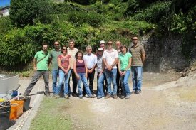 Participants and lecturers on a sampling mission in the field