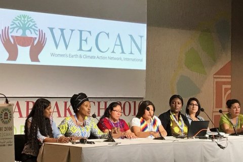 Gender and climate change activists' panel on the Indigenous Women's Day on the second week of the COP22 in Marrakesh, Morocco. Image by UNU-GEST.