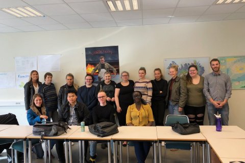 The three fellows with the Icelandic students
