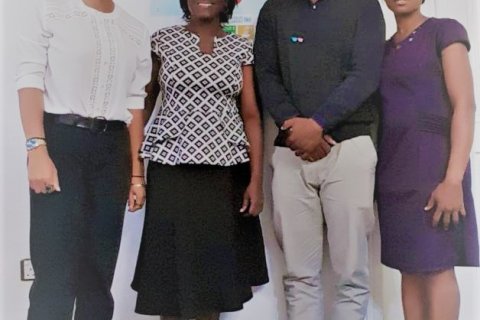 Kevin with his new colleagues at the Women's Consortium of Nigeria (WOCON)