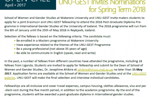 Open Call fellowships Makerere University and UNU-GEST